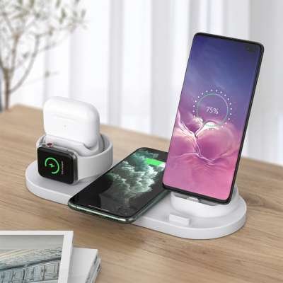 4 in 1 smart fast wireless charging station pad dock 10w wireless charger stand