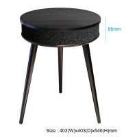 CIRCLE  MULTIFUNCTION END TABLE SPEAKER WITH WIRELESS CHARGER  AND USB CHARGER