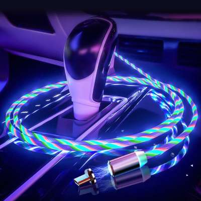 Flowing Light Led Flow Fast Magnetic Cable Charger Type C Magnetic Fast Charging Cable Magnetic Micro Led Flow Usb Cables