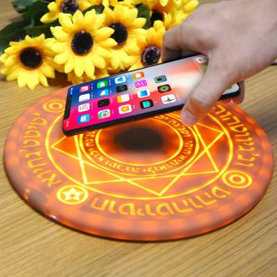 10W power fast wireless chargre, magic wireless charger within led light , Secondary element Anime Magic array Wireless Charger