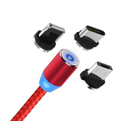 Magnetic Multi Charge Led Light Charger Flat Mirco USB-C 3 In1 Usb Cable